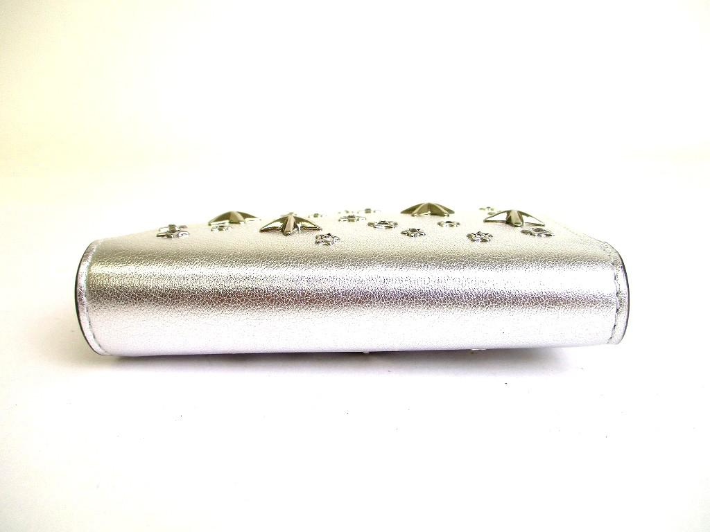 Authentic Jimmy Choo Silver Leather Bifold Wallet COMPACTZIPWALLWTGTO #b152  Open box
