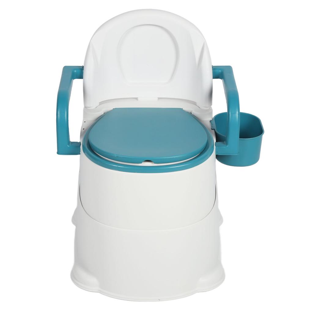 Bedside Commode Toilet Prevent Slip Soft Seat Pad Wide Armrests PU Backrest Portable Toilet Chair