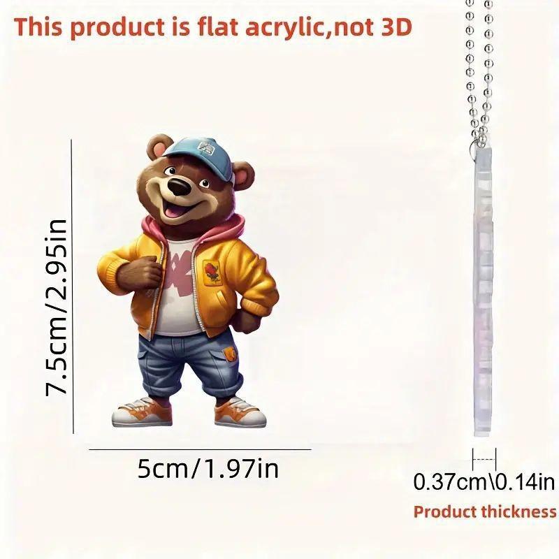 

Bear Cartoon Colorful Acrylic Car Hanging Keychain Charming Interior Decoration Vehicles For 3