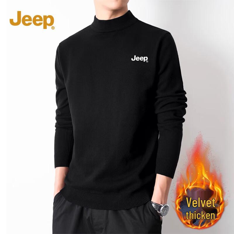 

JEEP Men s Winter Fleece-Lined Semi-High Collar Pullover Sweater 3XL