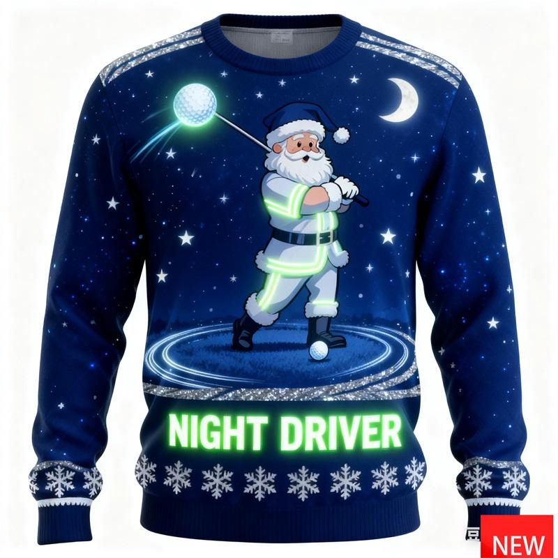 3D Printed Funny Santa Claus Play Golf Graphic Ugly Christmas Sweater for Women New Xmas Pullovers Sweatshirts Cool Jumper Tops