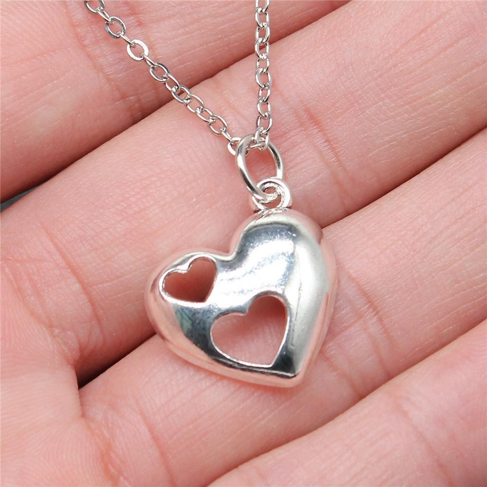 Peach Heart Angel Wings Sweet Pendant Antique Silver Metal Boys Collar Necklace High Quality Gift