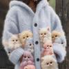 Cape à Capuche Impression Chat 3D pour Femmes Grande Taille Vêtement d'Extérieur Cardigan