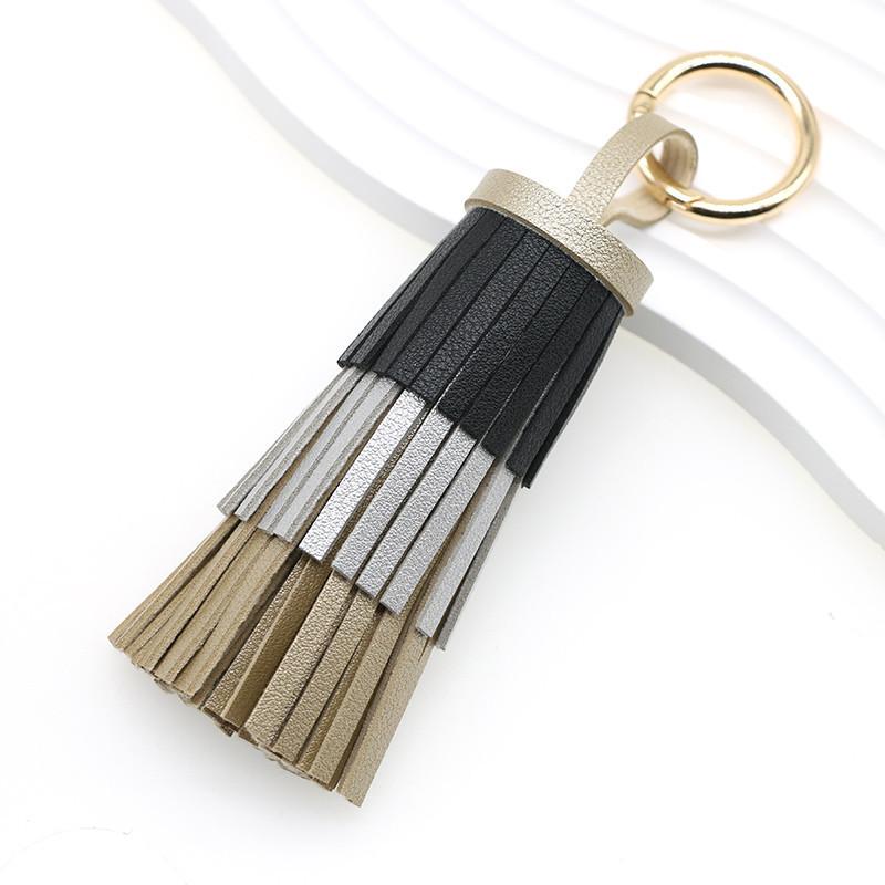 Handmade Bohemian Leather Tassel Keychain Colorful Decor Pendant for Beach Bag Key Summer Holiday Gift for Kids
