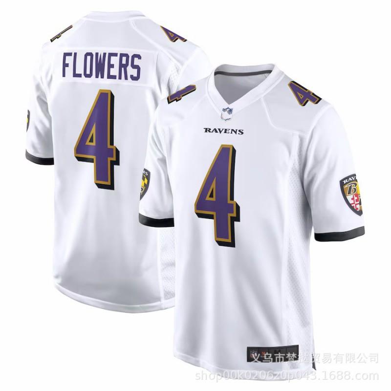 Camiseta NFL Baltimore Ravens para Hombre 8 Lamar Jackson 14 Marquise Brown Morado Blanco Negro Mezcla de Algodón Manga Corta Cuello en V Fanático del Deporte