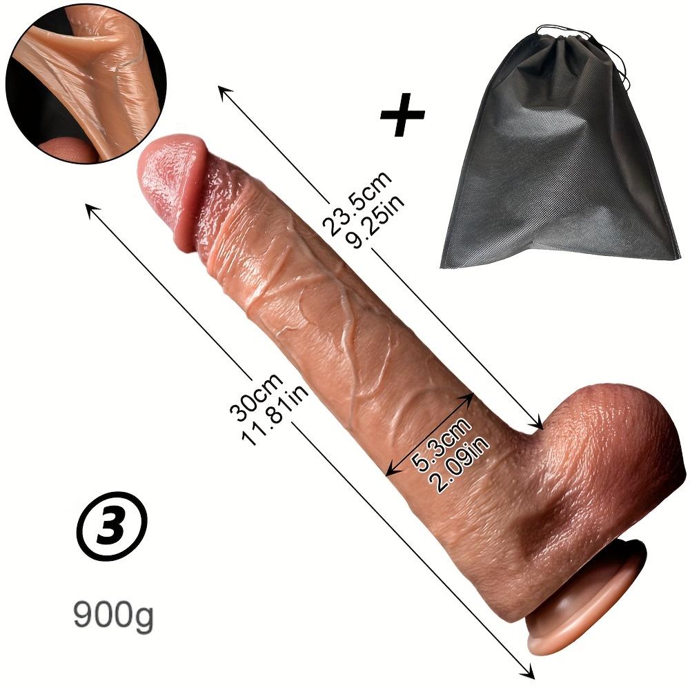 Dildo – 11.81" Sliding Foreskin Realistic Dildo, Double-Layer Liquid Silicone with Strong Suction Cup, G-Spot & Anal Stimulation for Men & Women