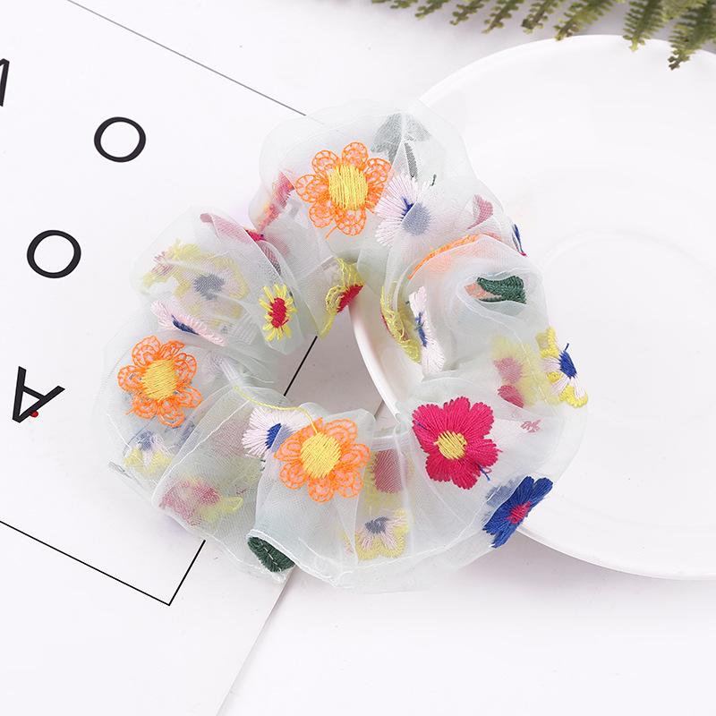 Korean Style Flower Embroidery Scrunchies - 2020 Cute Women's Hair Accessories