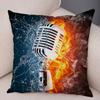 Vintage Music Note Pillowcase Decor Guitar Microphone Violin Printed Pillow Case for Home Sofa Soft Plush Cushion Cover 45x45cm