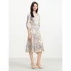 JUZUI Elegant Mulberry Silk Print V-Neck Dress