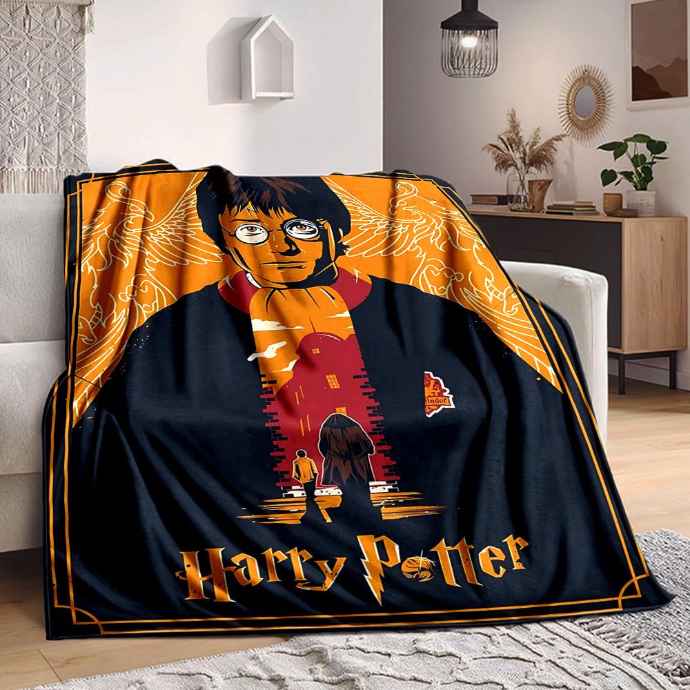 1pc Harry Potter Flannel Throw Blanket - HD Printed Lightweight Soft Warm All-Season Blanket for Sofa, Bed, Travel, Camping 098