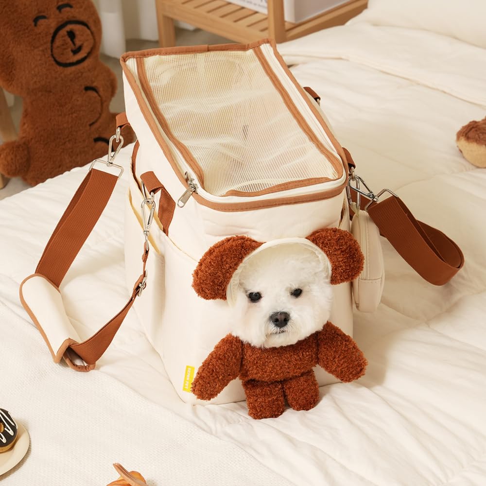 Pet Carrying Shoulder Mesh Pet Teddy [Seven Pet] Bag, Hand-held, Bag, Outing, Material, Supplies, Dog, Cat, Travel, Stylish, Cute, Soft, Shoulder,