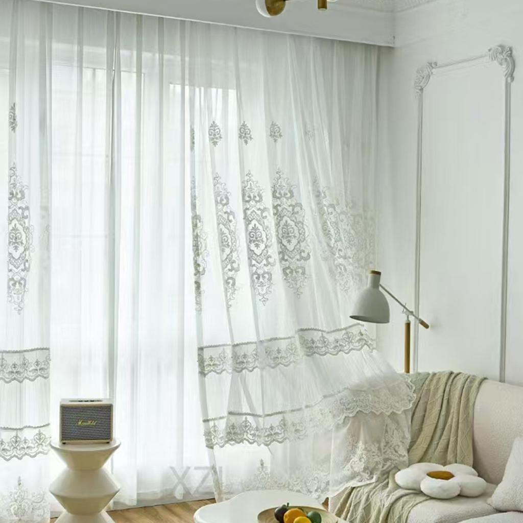 European Curtain Embroidery Living Room Bedroom Balcony Transparent Curtain Curtain Window Screen