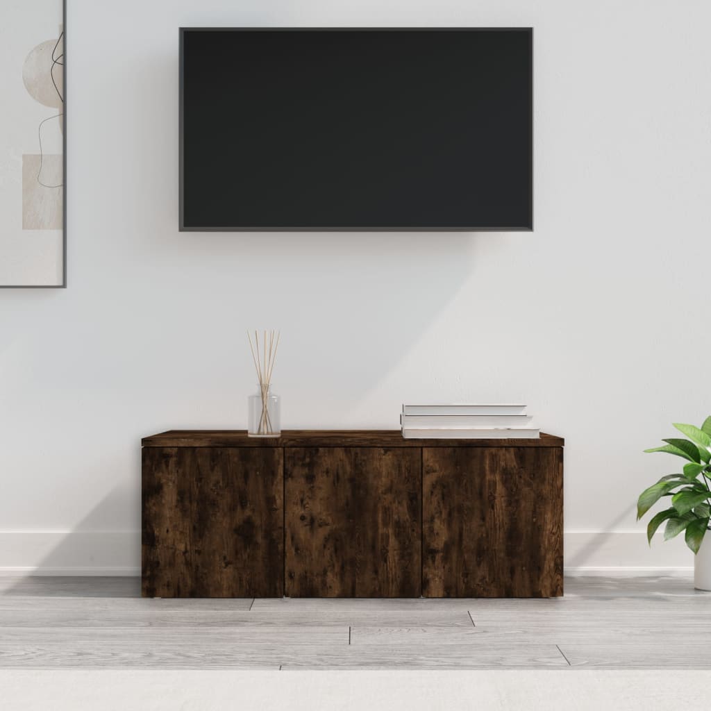 TV Cabinet Smoked Oak Finish 80 x 34 x 30 cm Engineered Wood