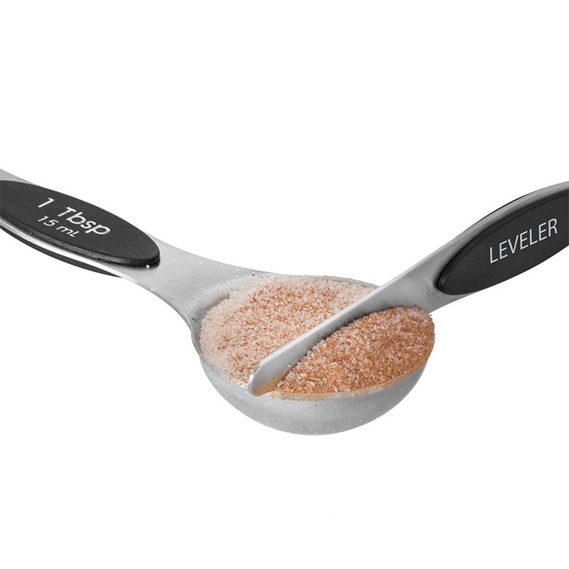 LMETJMA 7pcs/set Magnetic Measuring Spoons Set with Leveler Stainless Steel Double-Sided Measuring Spoons Set for Cooking Baking