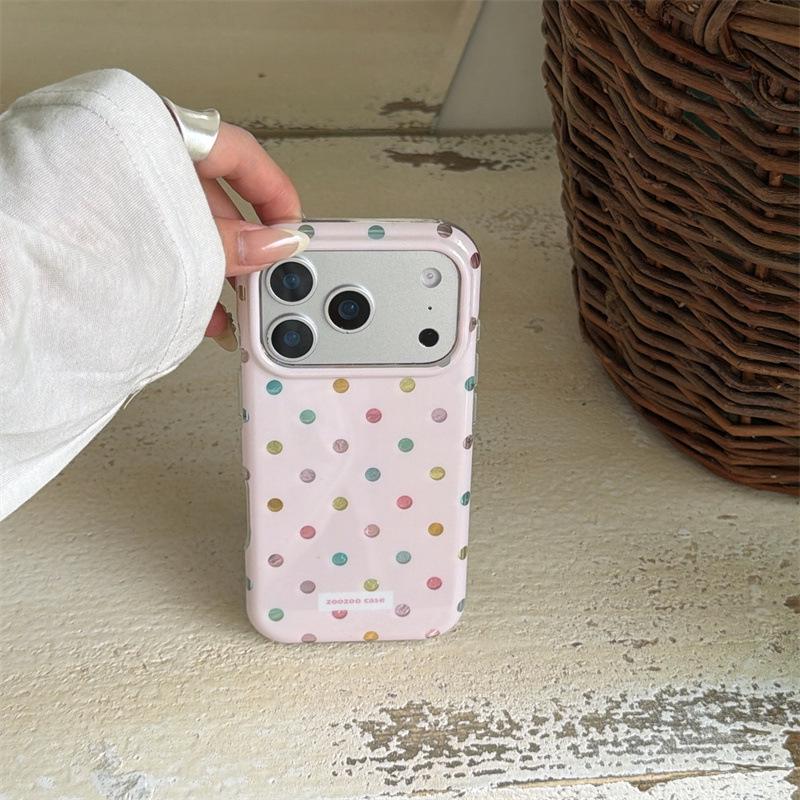 

Korean Style Colorful Polka Dot Phone Case for iPhone 17/16 Pro Max/15/14 iPhone 14 Pro Max