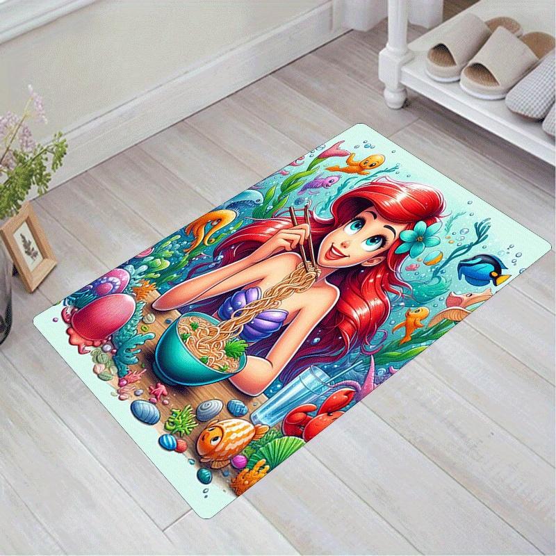 

1pc Mermaid Pattern Area Rug Soft Flannel Floor Mat for Living Room,Office,Bedroom and Carpet 60cm by 90cm