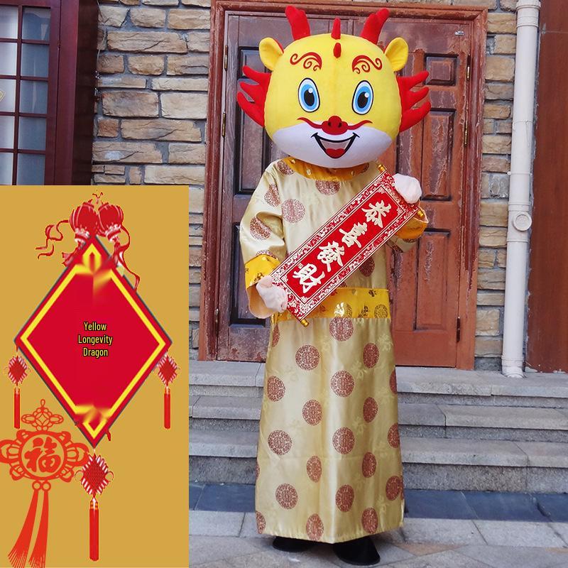 Dragon Zodiac Mascot Costume: New Year Cartoon Performance Outfit
