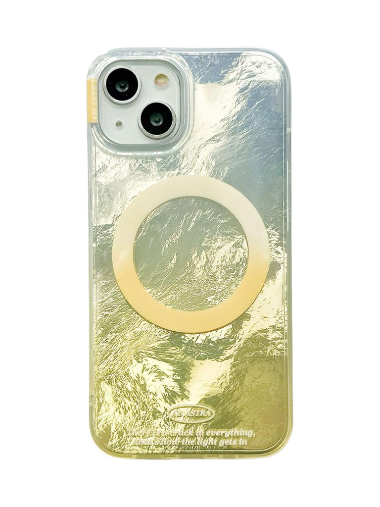 Gradual Change Wave Light Wrinkle Magnetic Suction Bracket Is Suitable for Apple 15promax Mobile Phone Case iPhone14 Smudge 13 Anti-drop