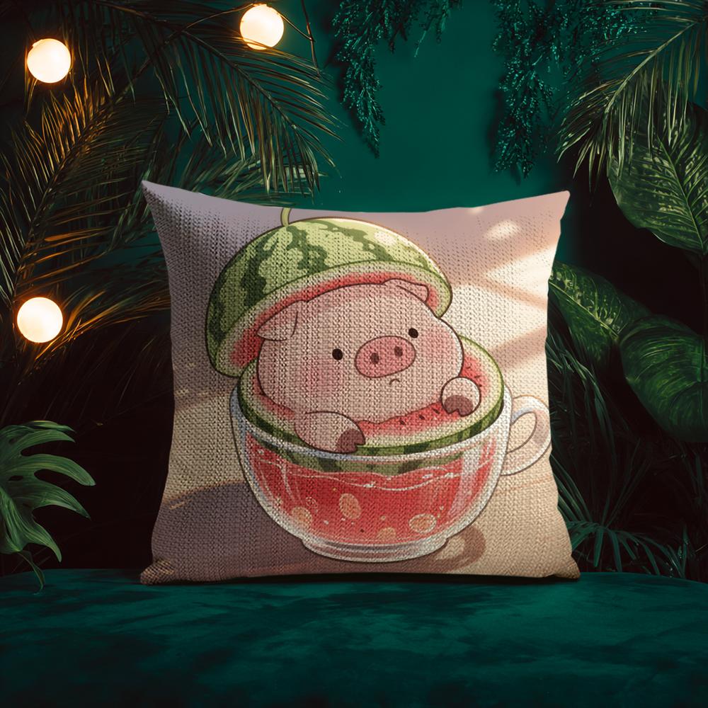 Cute Pig Summer Surprise Cushion Cover Silky elegant Comfort Sofa Bed Invisible zipper Beach pillowcase