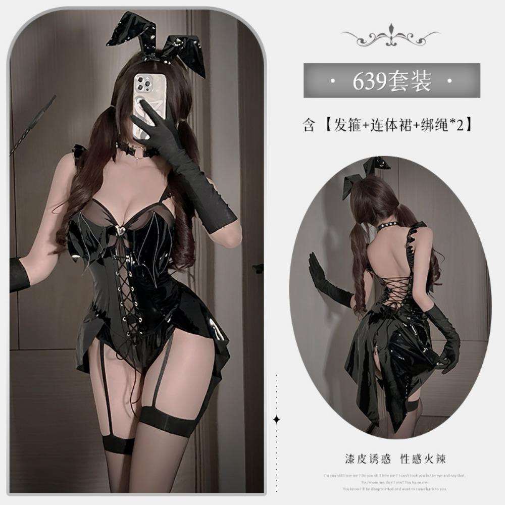 Xianyi Sexy Lingerie Sexy One-piece Patent Leather Bunny COS Uniform Halloween Little Devil Play Set 639