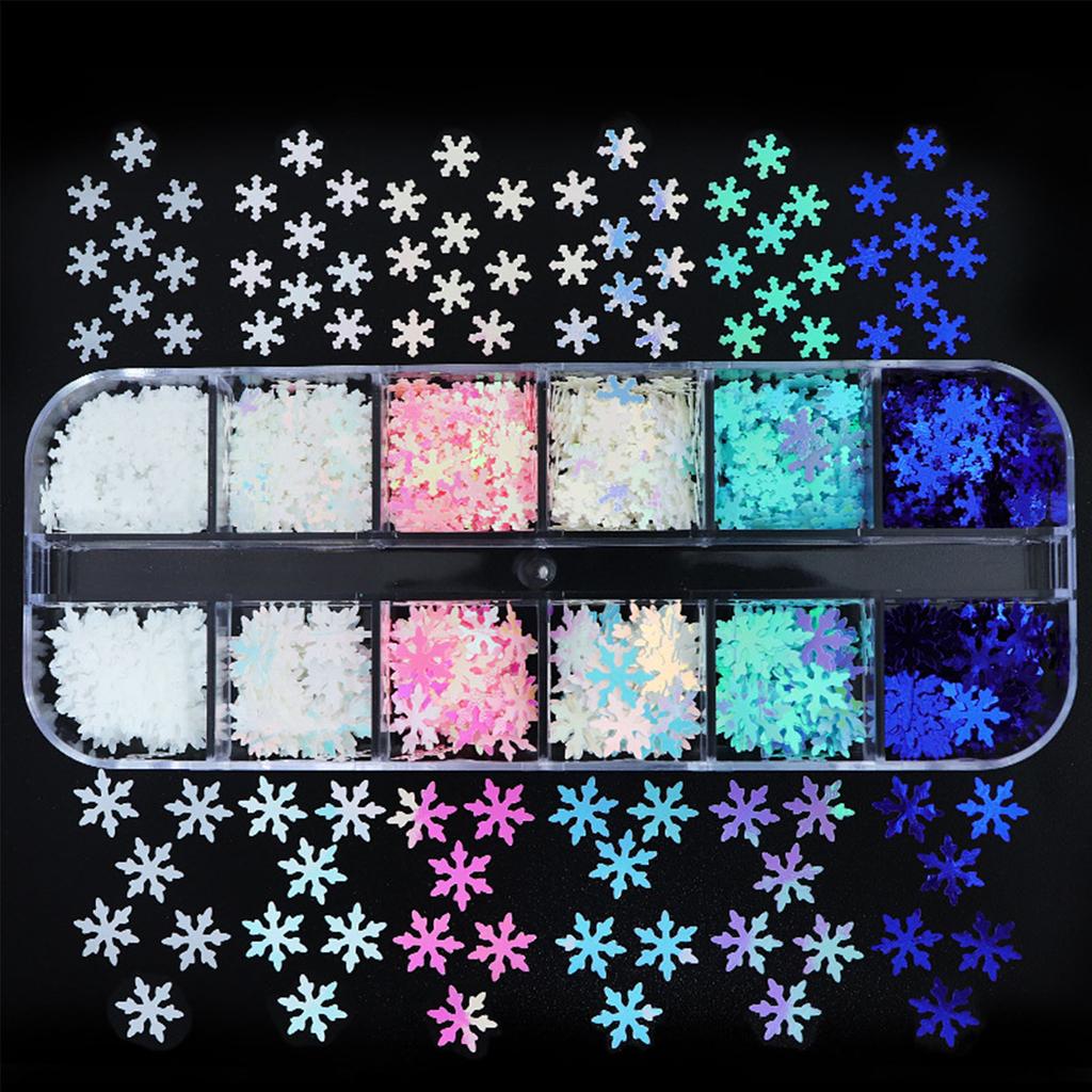 Christmas Snowflake Nail Sequins Holographic Snowflakes Flake Nail Glitter Confetti Spakely Nail Stickers for Nail Decor