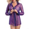 Womens Sexy See-through Nightwear Shirtdress Loose Sheer Mesh Sleepwear Robe