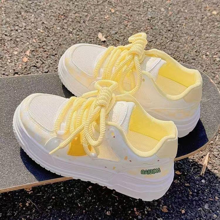 

Platform white shoes women s 2025 new versatile chic with skirt bread shoes women s mesh breathable casual board shoes 40