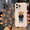 Cute Bow Bear Silicone Phone Case For iPhone 11 12 13 14 15 16 17 Pro Max 17 Air 16E XS X XR 7 8 Plus Shockproof Soft Cover