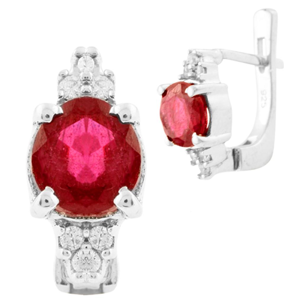 Silver Earrings with Natural Ruby 3.638ct (0163305)