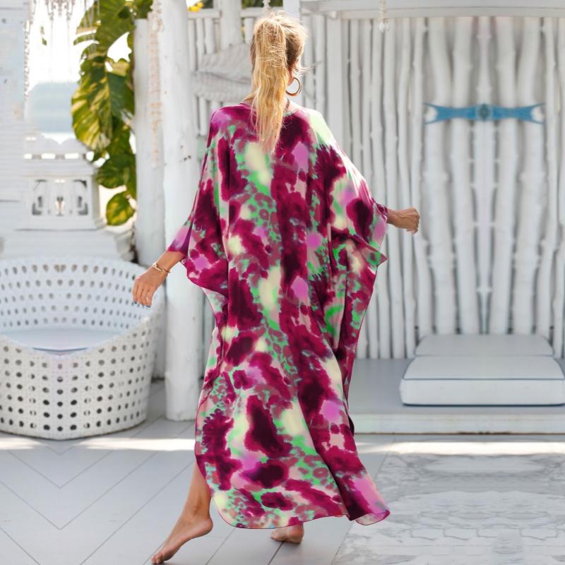 EDOLYNSA Bikini cu dungi cu zebră sexy acoperitoare casual cu decolteu în V, rochie de plajă de vară, îmbrăcăminte de plajă pentru femei, costum de baie, acoperire Q1297