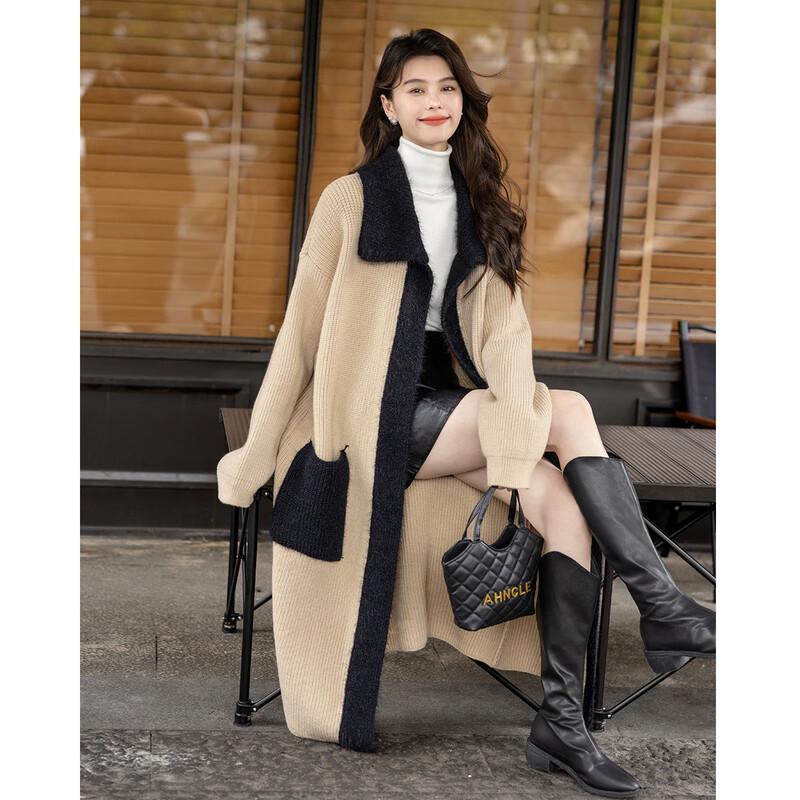 

MOKANA Women s Faux Fur Patchwork Long Sleeve Cardigan One Size