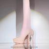 Tacones de Aguja Sexy con Punta Fina Color Nude Plataforma Zapatos de Mujer