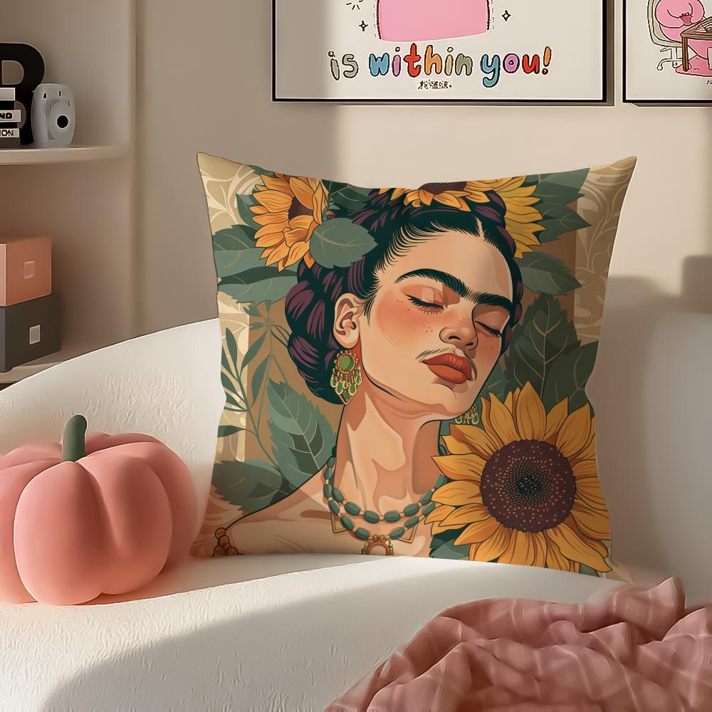 Artistic Painter FFrida KKahlo Cushion Cover Pillowcase Short Plush Invisible Zipper Room Sofa Cushion Cover