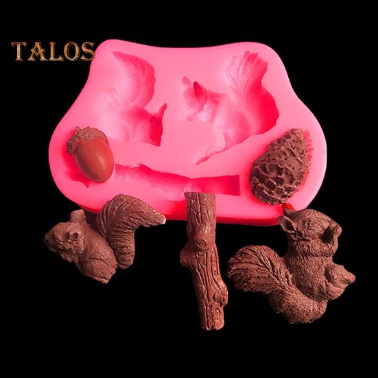 Silicone Mold Non-stick Decorative Eco-friendly Creative 3D Squirrel Pine Cone Stump Cake Chocolate Mold for Home