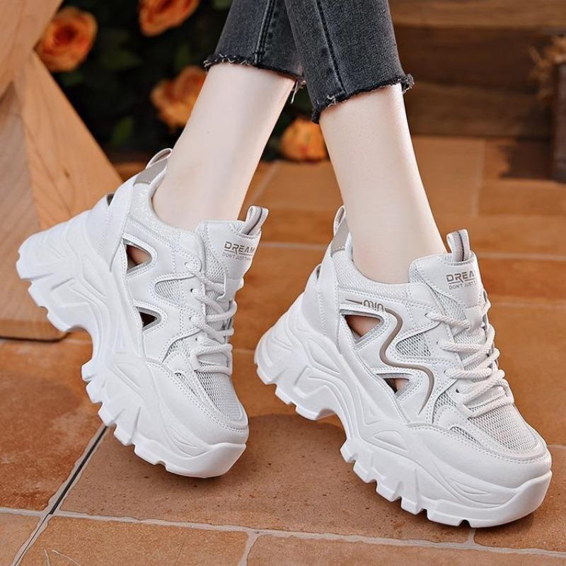Thick Bottom Hollow Vulcanised Shoes Women 2024 Summer New Versatile Casual Shoes Lightweight Mesh Breathable Feminino Sneaker