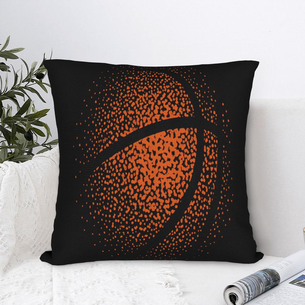 Basketball Dots Round Square Pillow Case Sports Ball Games Cushion Cover Vintage Zippered Decorative Pillowcase for Home 45*45cm