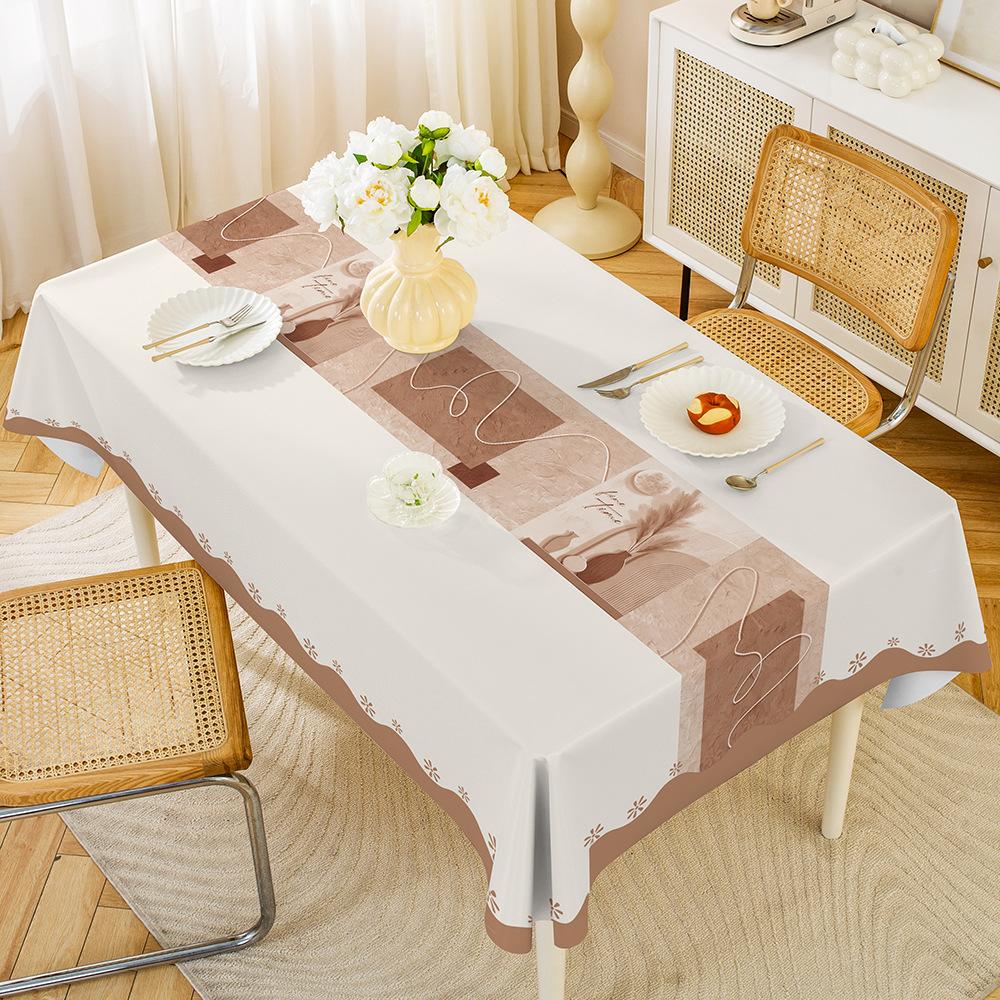 1PC Modern Simple PVC Dining Table Cloth Waterproof Oil-proof Anti-scalding Leave-in Table Cloth Non-slip Thermal Insulation