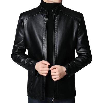 PU Leather Spring Autumn Men Leather Jacket Stand Collar Leather Jacket Men Social Mens Jackets