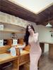 Elegant Slim-Fit Long Sleeve Knit Dress for Women, Autumn/Winter Collection
