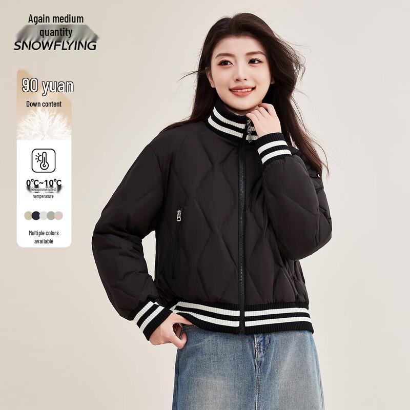 

Xuezhongfei Women s Ribbed Collar Short Winter Down Jacket L