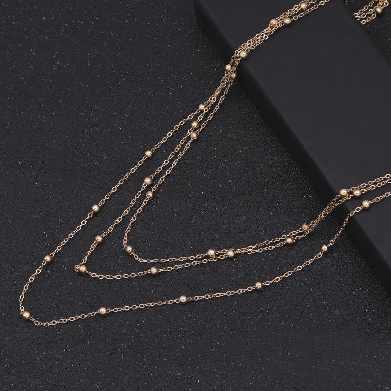 European & American Multi-Layer Choker: Handmade Pendant Necklace with Beaded Chain