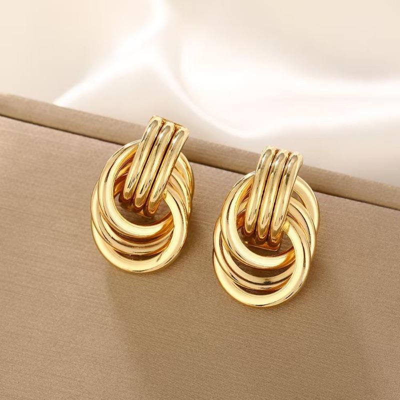 Unique Multi Layer Round Knotted Studs Earrings for Women Fashion Simple Versatile Geometric Earrings Trendy Daily Wear Jewelry