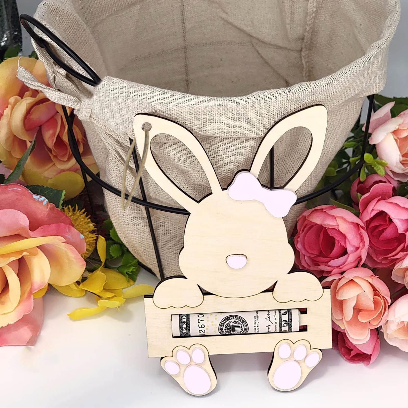 

Pendant E- Happy Front Wood For Ornament Outdoor Bunny Porch Decorative Wooden Tags Easter Hanging Plaque Festival Decoration рожевий