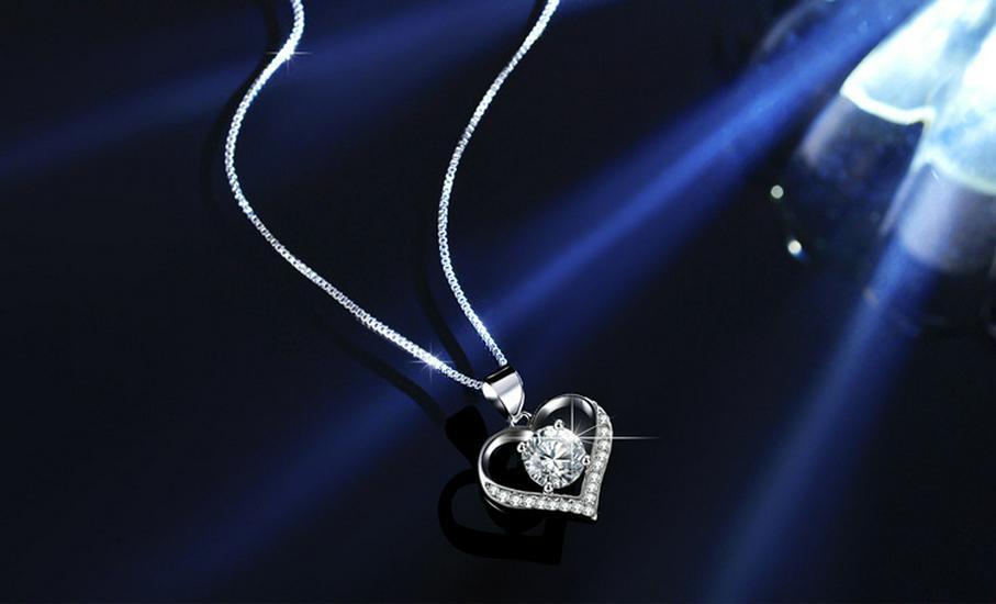 925 Sterling Silver Heart-Shaped Moissanite Jewelry Set: Ring, Necklace, Earrings