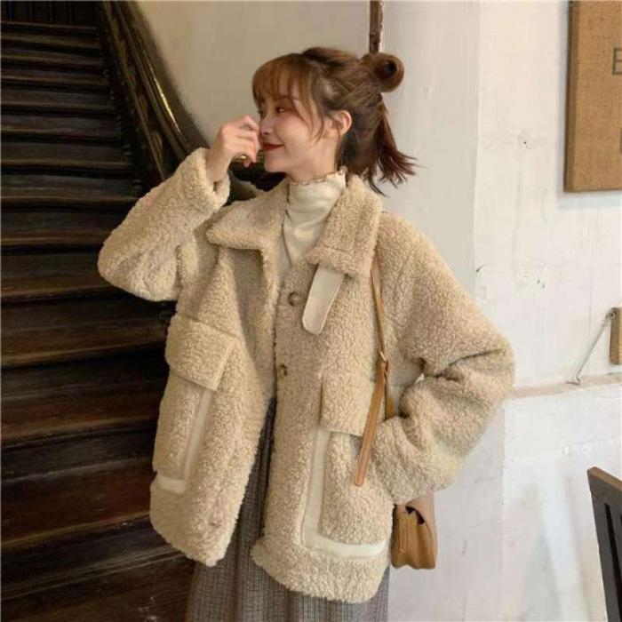 Lamb Wool Coat Women's New Autumn Versatile Thick Wool Sheep Shearing Coat Fur Integrated Lamb Wool