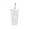Color Changing Tumbler with Lids and Straw Reusable for Cold/Hot Drink Confetti Pattern Cup for Adults & Kids 701-800ml WWO66