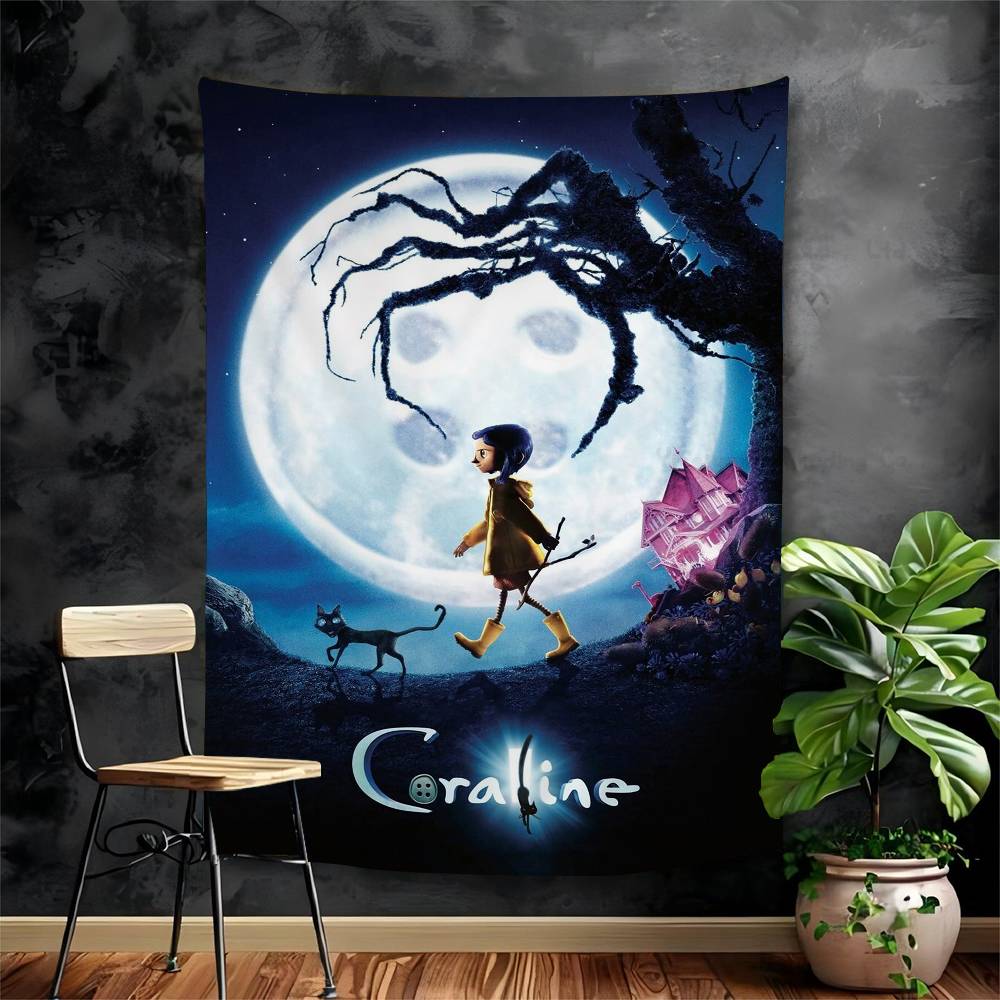 

Coraline Classic Movie DIY Wall Tapestry Hippie Flower Wall Carpets Dorm Decor Wall Art Decor 74x94cm(29x37in)