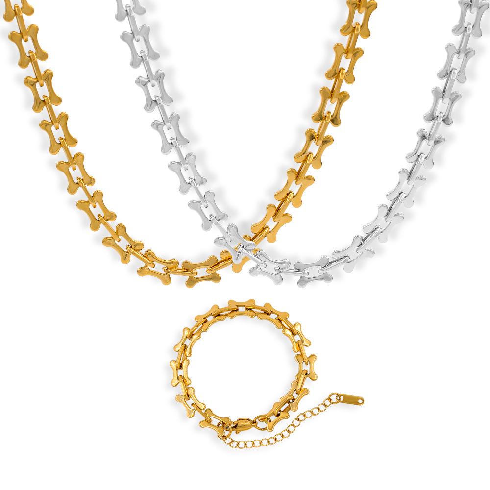 Retro Geometric O-Shape Stainless Steel Chain Bracelet & Necklace