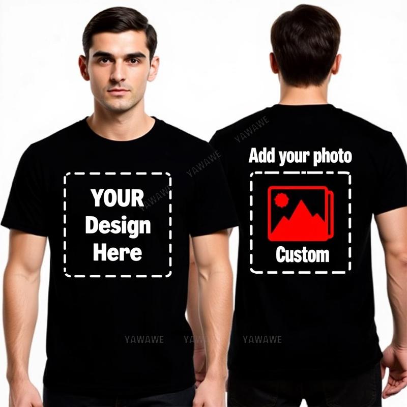 

Customized Tee Shirt Custom Text Here Premium Cotton Comfortable Men s Tshirt Fashion design your photo images - Men s Summer... S разноцветный