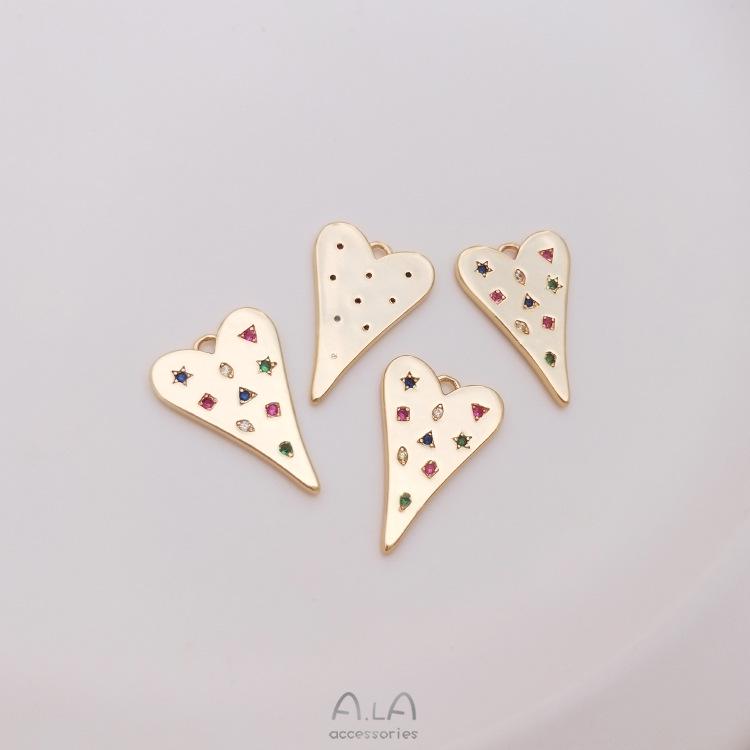 

Кулон в форме персикового сердца с микропаве из цирконов с золотым покрытием 14 карат для браслетов и ожерелий DIY.